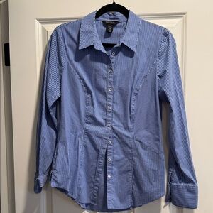 White House Black Market Blue Pinstripe Men's Shirt